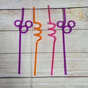 Disney Parks Silly Straws 4-Piece Set -  11" long